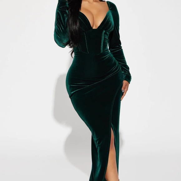 Velvet Maxi Dress - Hunter - Picture 2 of 7